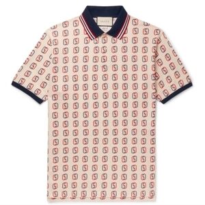 Gucci Logo Print Cotton Pique Polo Shirt